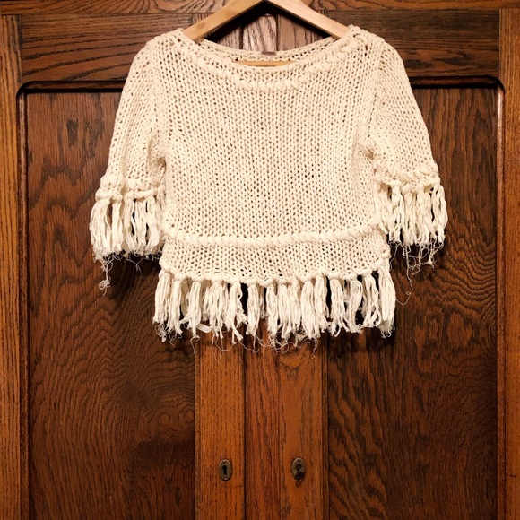 Free People Sweaters - Free People Fringe Bohemian Cropped Sweater